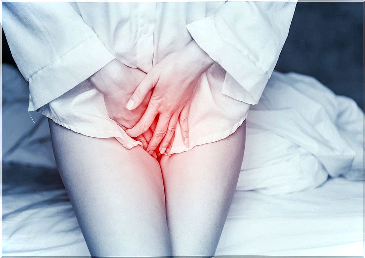 Woman with menstrual pain.