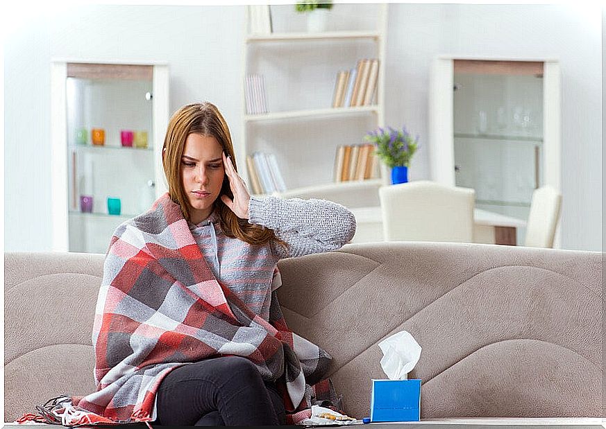 Woman with flu symptoms