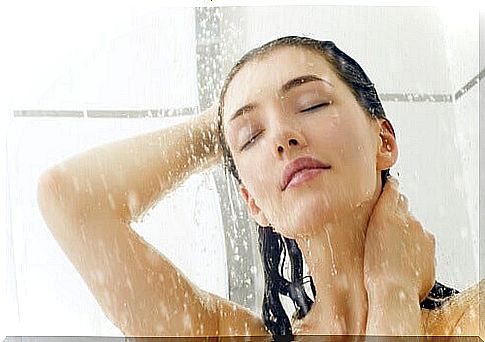 Woman showering