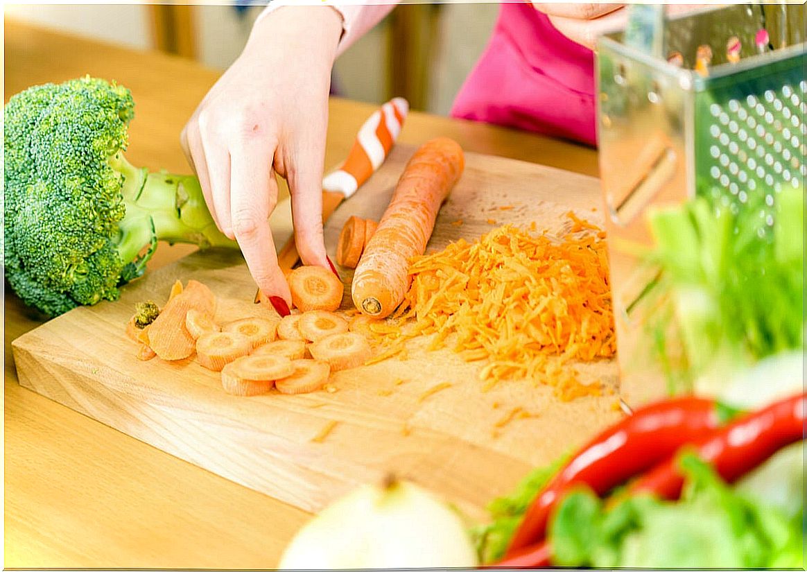 Carrot with beta carotene and vitamin A.